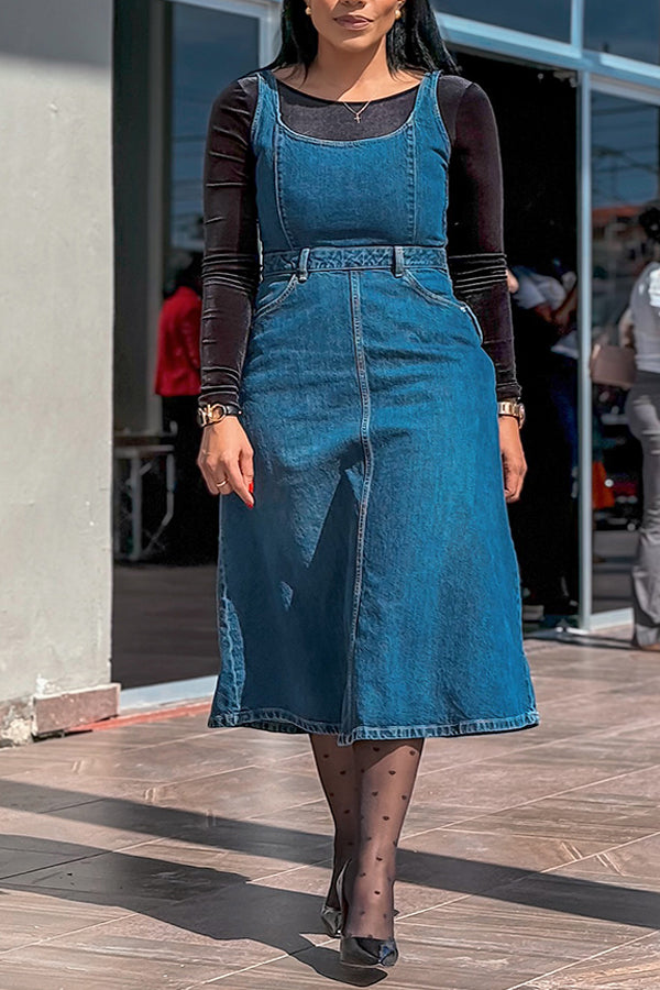 Chic Tailored Denim Cami Dress