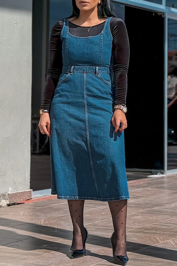 Chic Tailored Denim Cami Dress