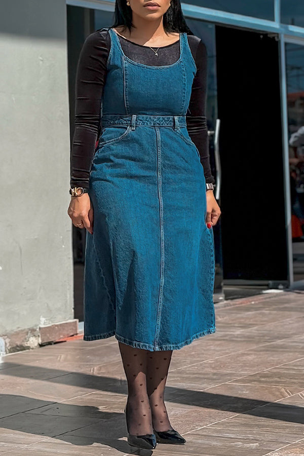 Chic Tailored Denim Cami Dress