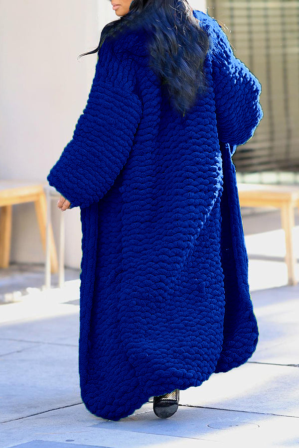 Casual Cozy Solid Cable Knit Cardigan