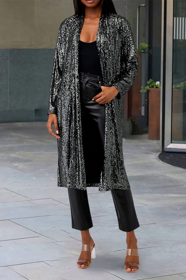 Casual Loose Long Sleeve Sequin Cardigan