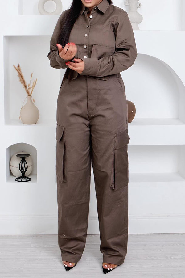 Casual Patched Pocket Shirt & Cargo Pants Set