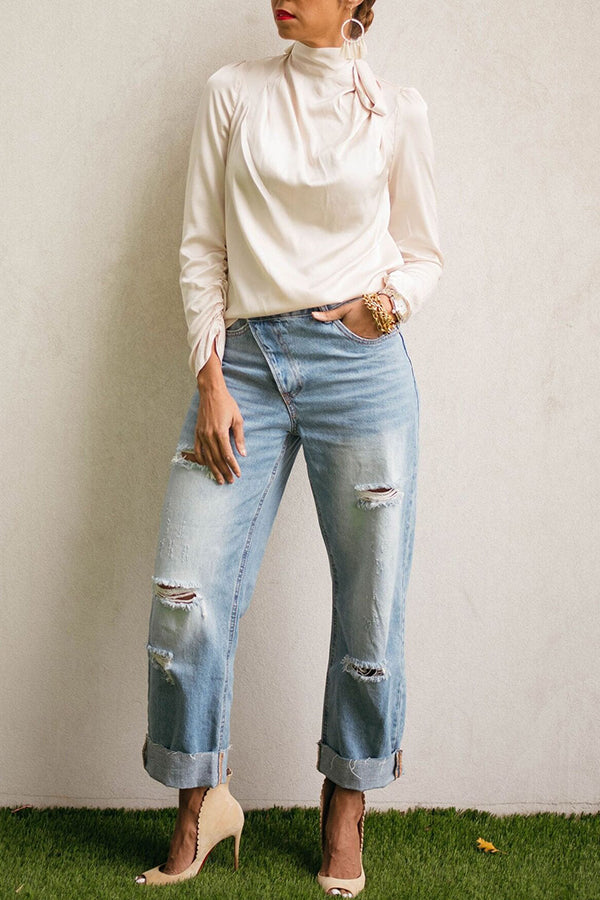 Casual High Waist Premium Crossover Jeans