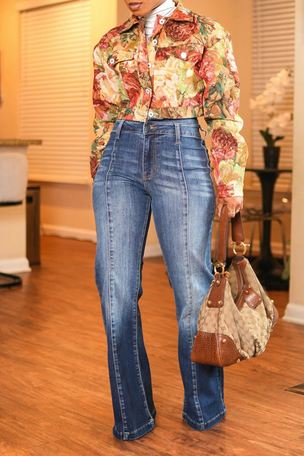 Chic High Waist Wide Leg Jeans