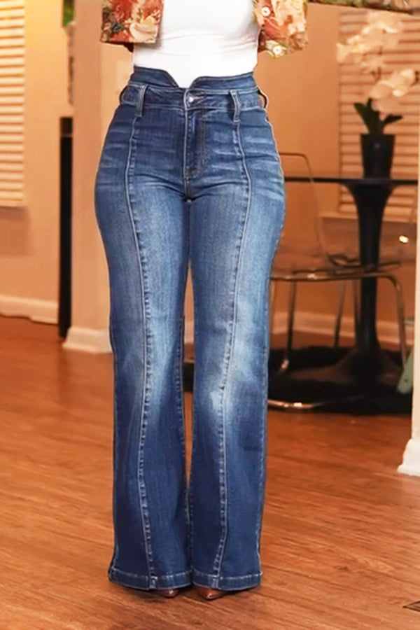 Chic High Waist Wide Leg Jeans