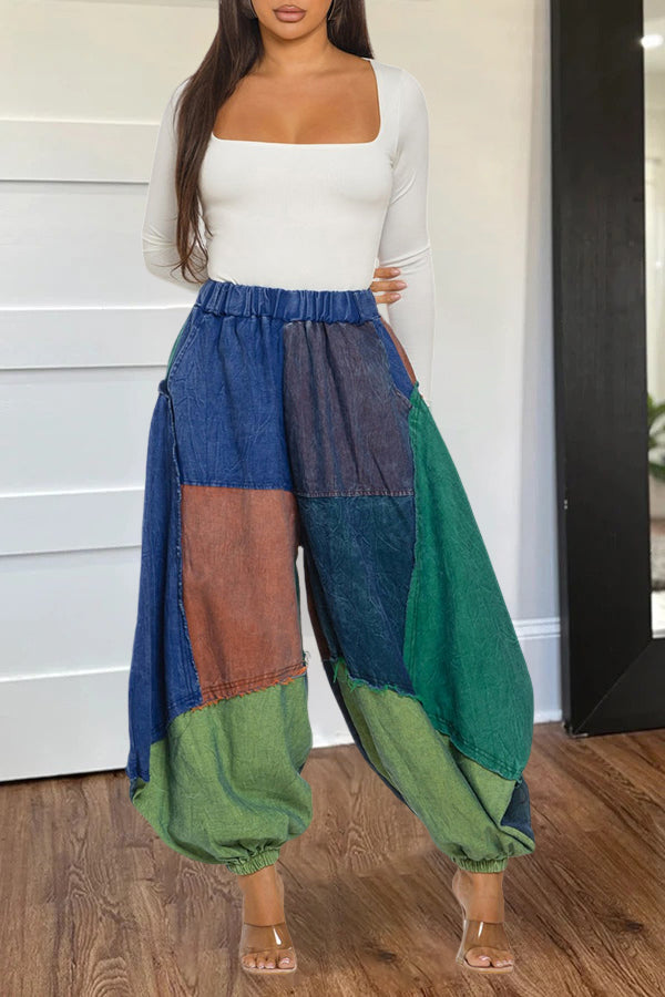 Unique Design Colorful Patchwork Pants