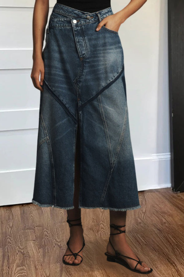 Stylish Asymmetrical Waist Denim Skirt