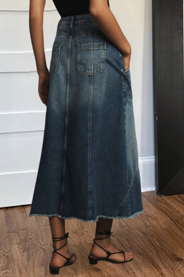 Stylish Asymmetrical Waist Denim Skirt