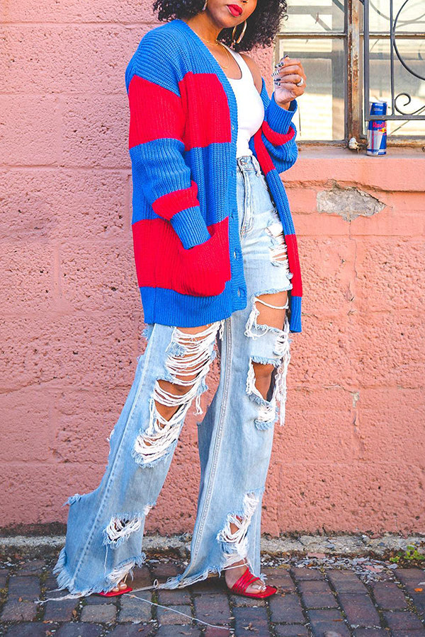 Chic Ripped Straight Leg Jeans