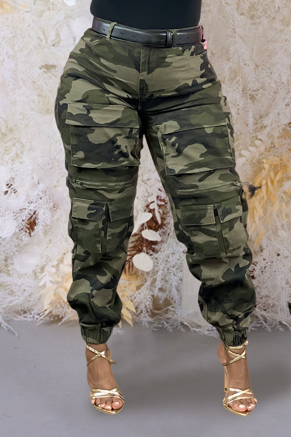 Stylish High Waisted Camouflage Cargo Pants