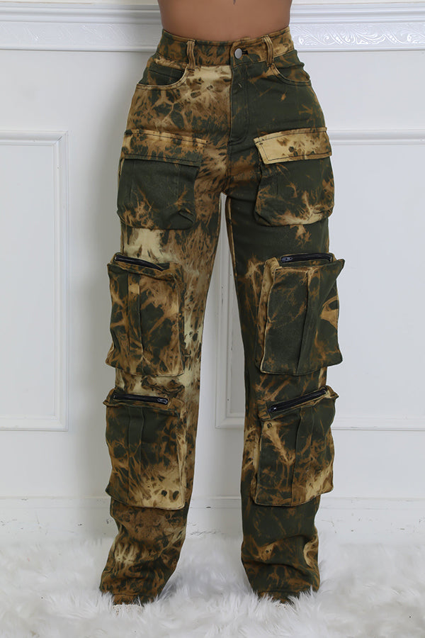 Stylish High Waisted Pockets Cargo Pants