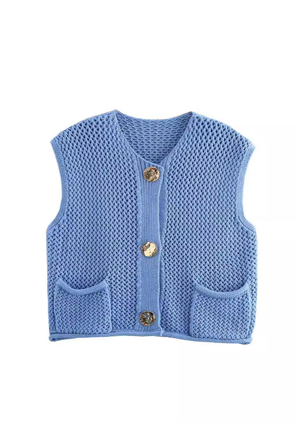 Stylish Pocket Button Knit Vest