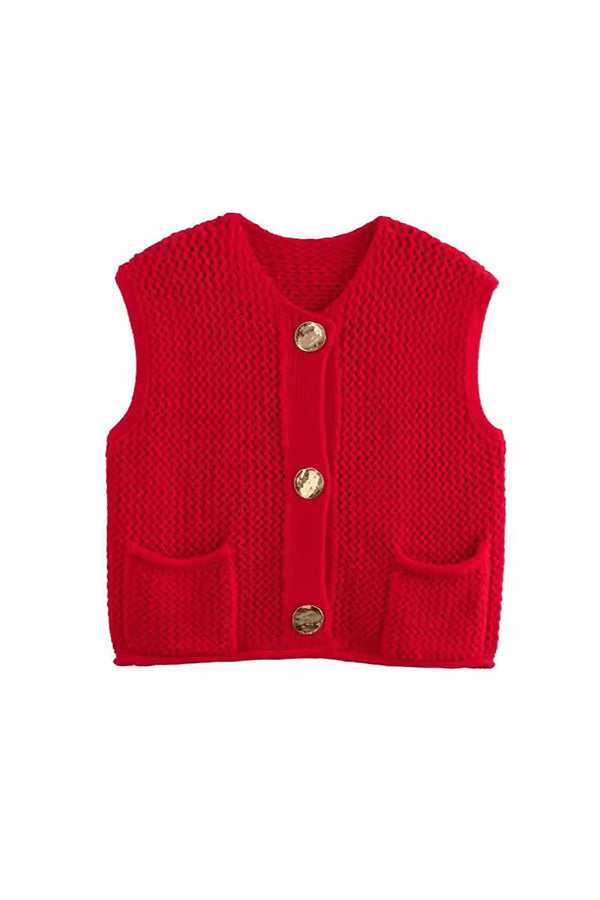 Stylish Pocket Button Knit Vest