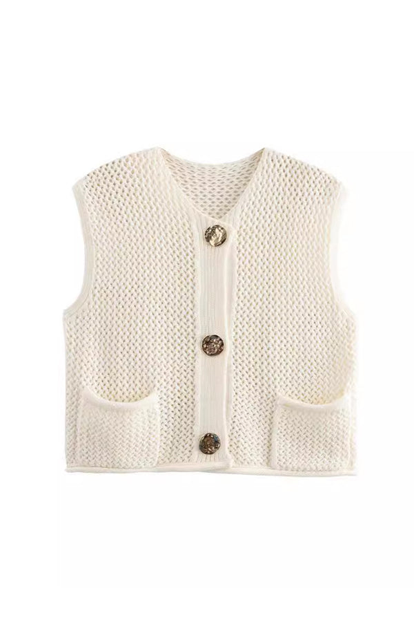 Stylish Pocket Button Knit Vest