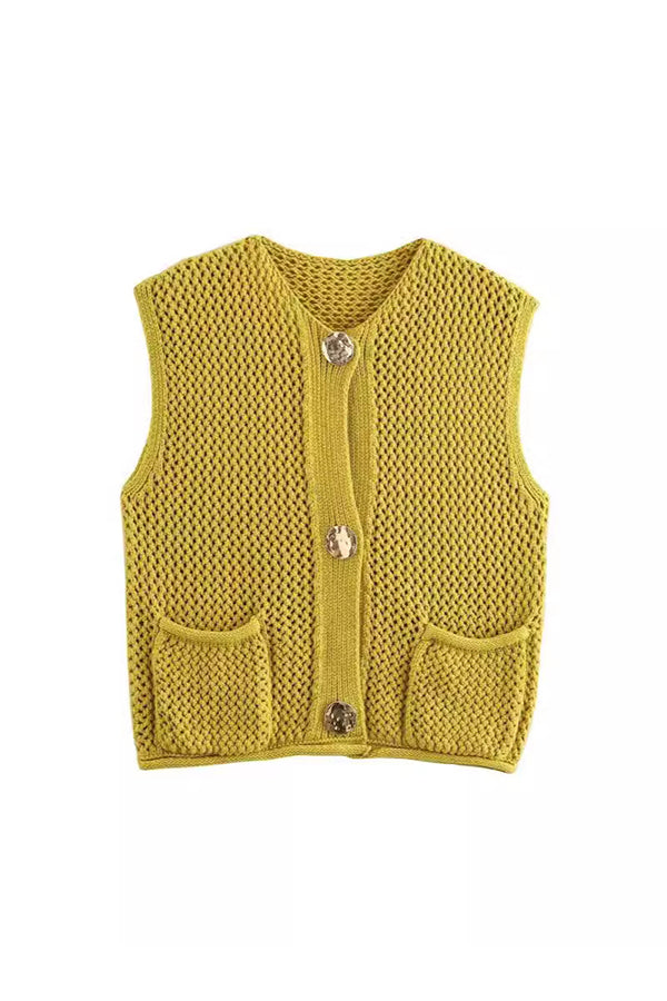 Stylish Pocket Button Knit Vest