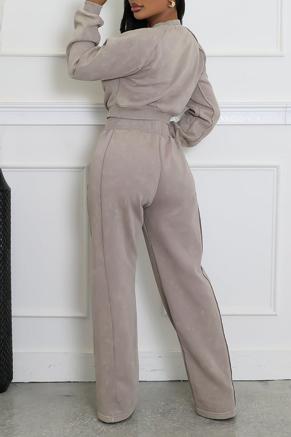 Stylish Round Neck Solid Sweater & Pants Set