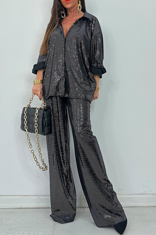 Stylish Sequin Shirt & Pants Set