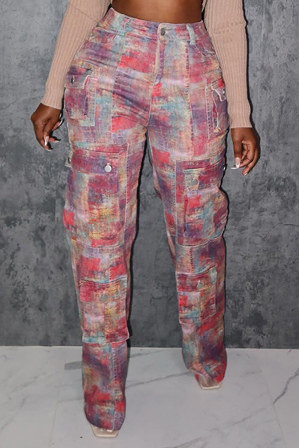 Fashion Colorblock High-Waisted Pants