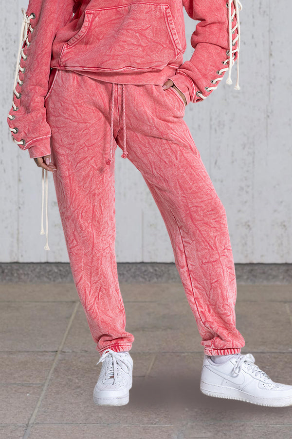 Casual Lace Up Hoodie & Pants Set