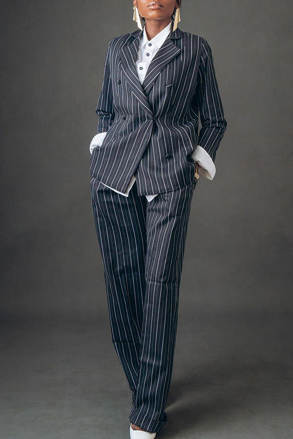 Smart Striped Blazer & Pants Set