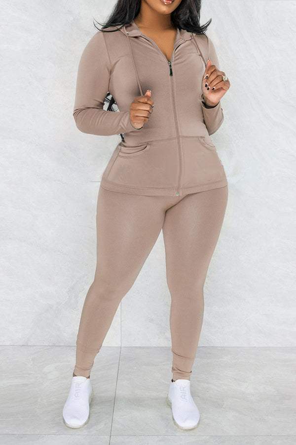 Casual Zip Up Hoodie & Pants Set