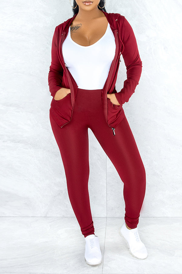 Casual Zip Up Hoodie & Pants Set