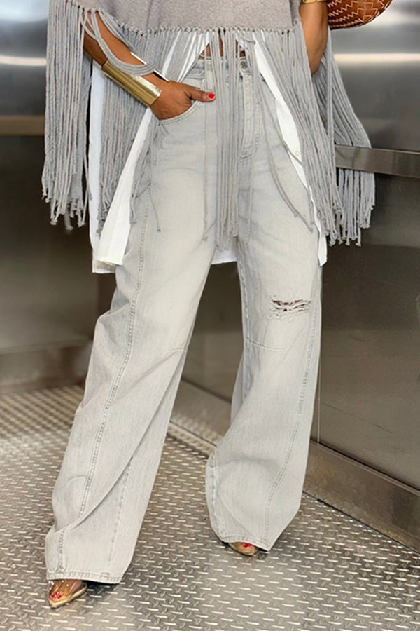 Casual Ripped High Waist Pants