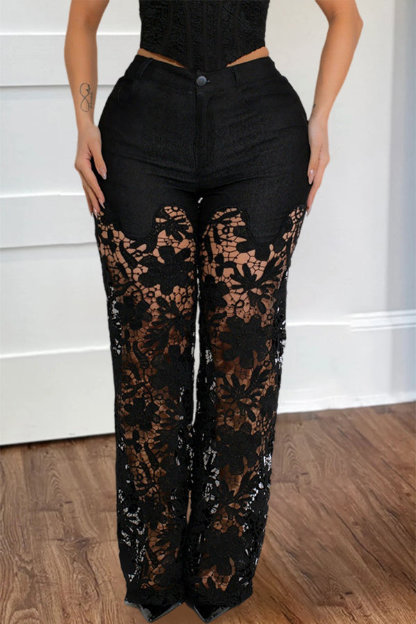 Fashion High Waist Lace Pants