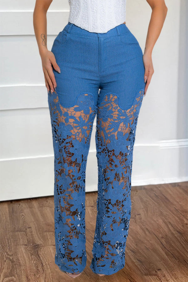 Fashion High Waist Lace Pants