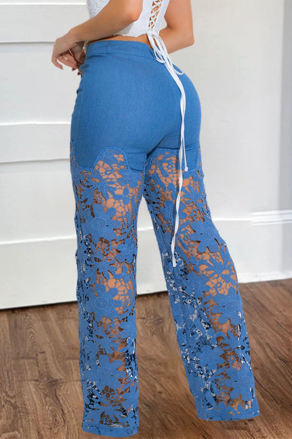 Fashion High Waist Lace Pants