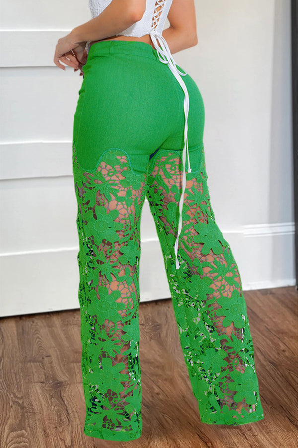 Fashion High Waist Lace Pants