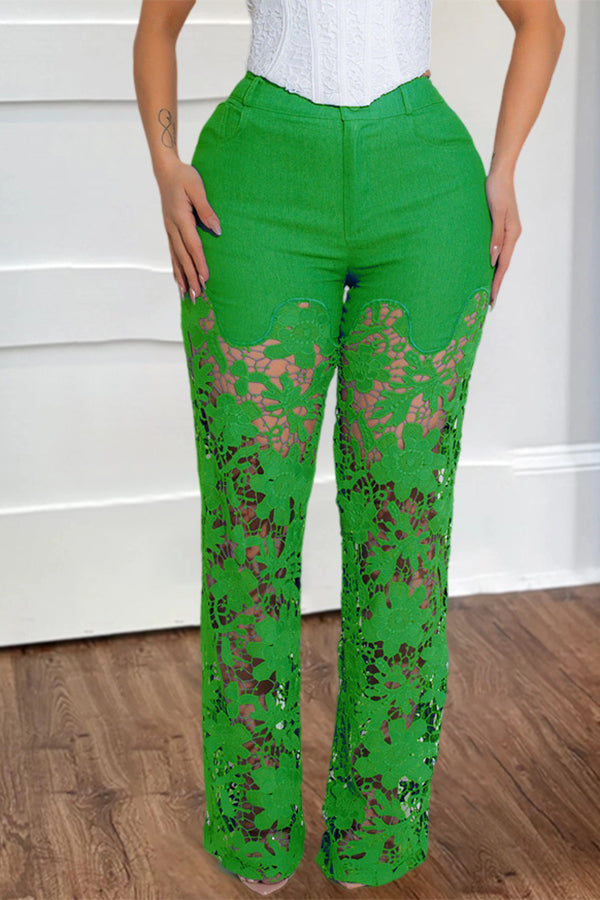 Fashion High Waist Lace Pants