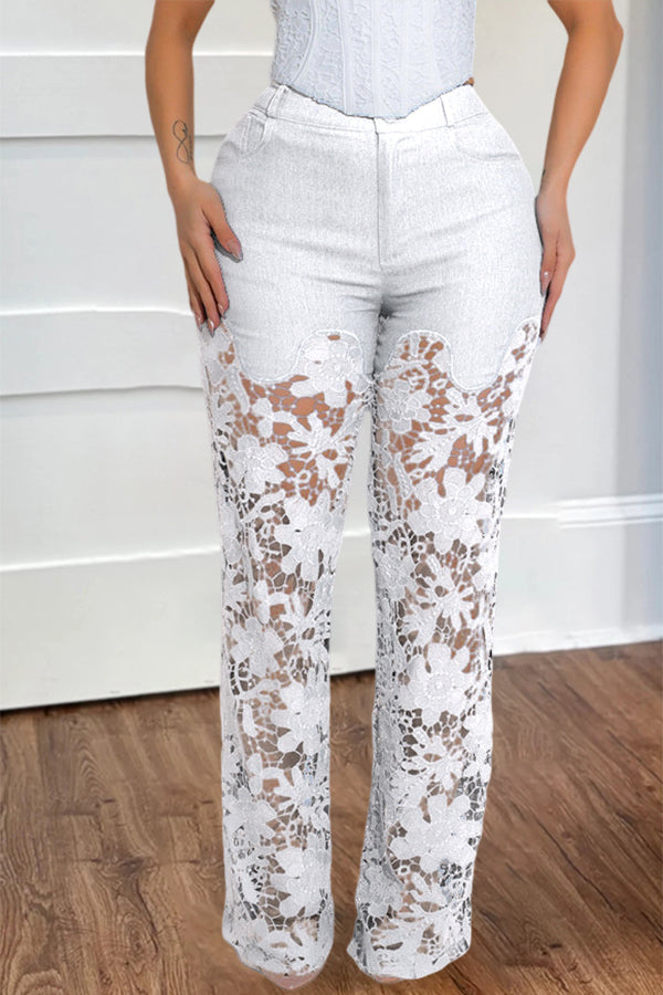 Fashion High Waist Lace Pants