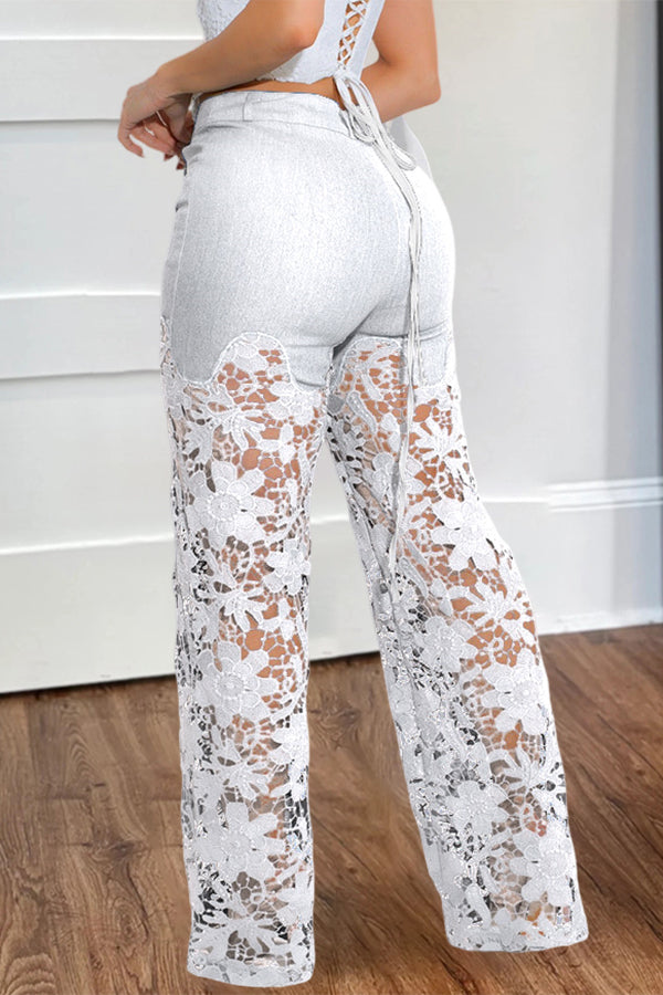 Fashion High Waist Lace Pants