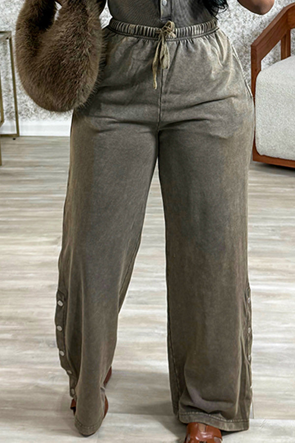 Stylish Side Pocket Drawstring Waist Pants