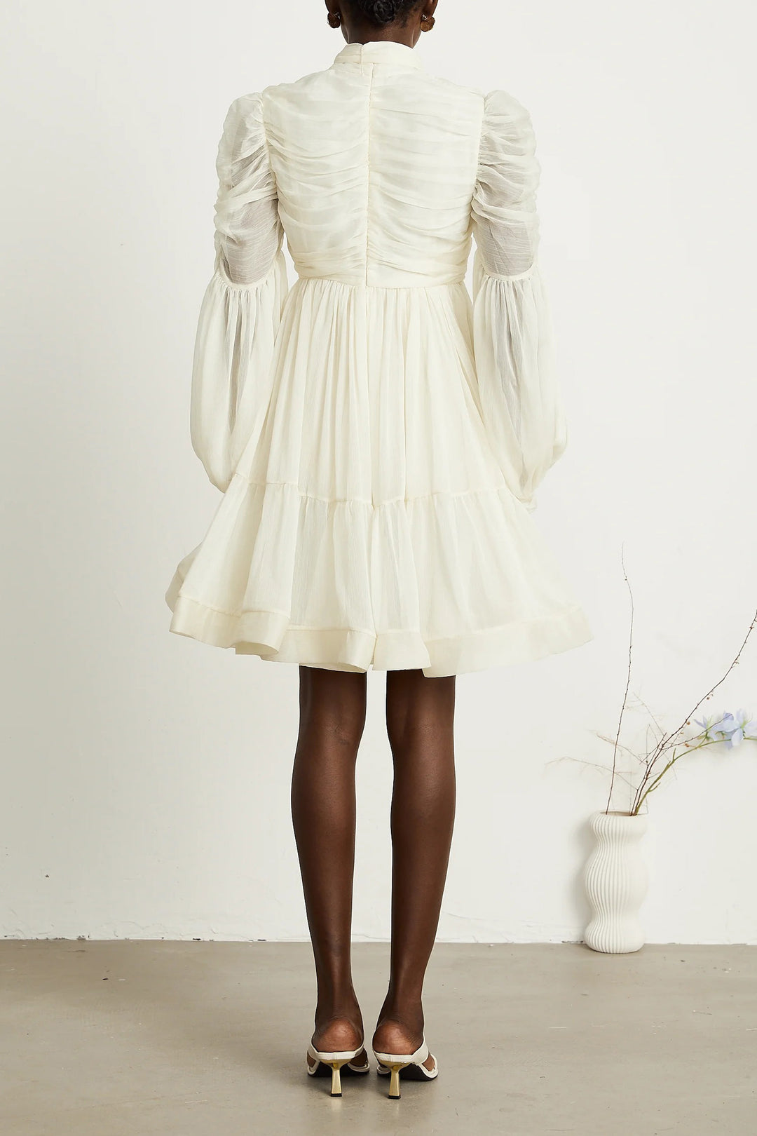 Fully pleated Puff Sleeves Dress