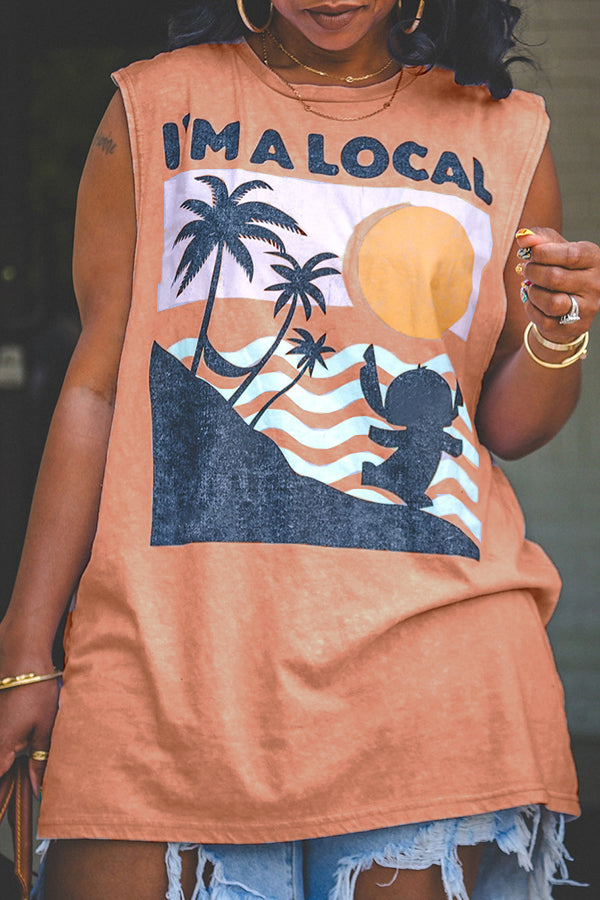 Casual Beach Printed Sleeveless Vest