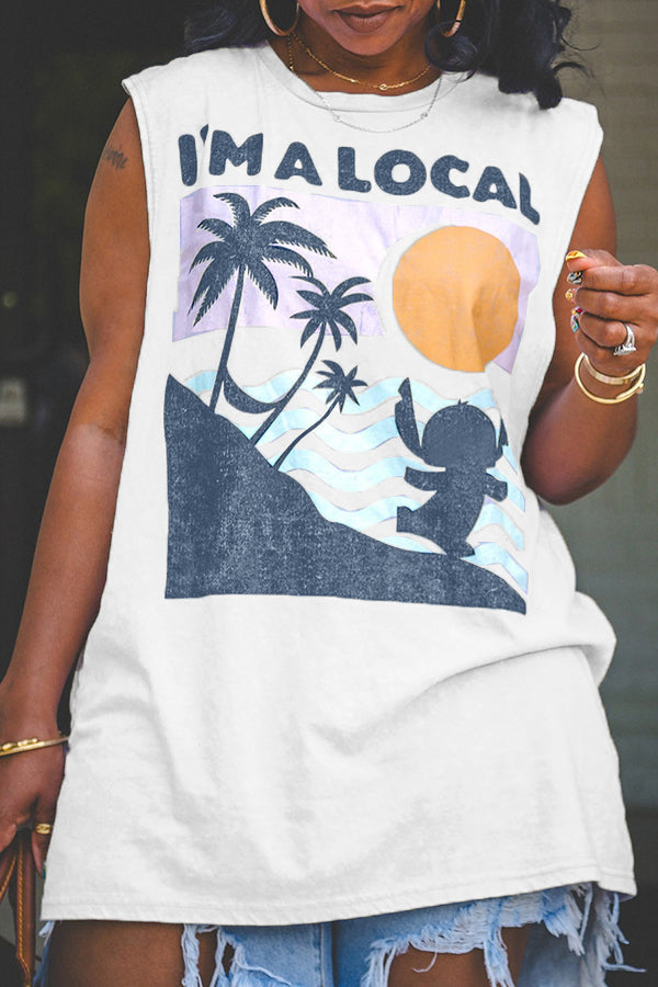 Casual Beach Printed Sleeveless Vest