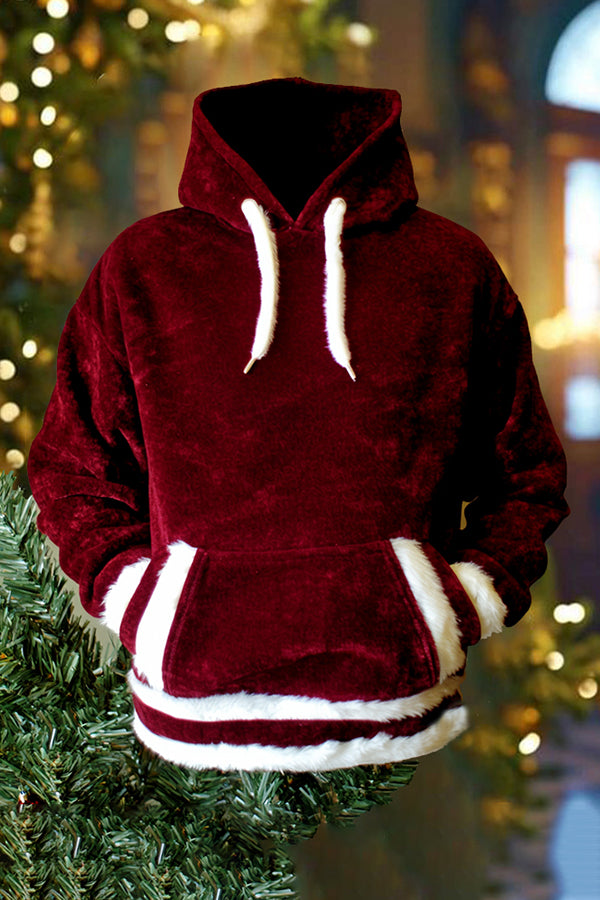 Christmas Plush Pocket Long Sleeve Hoodie