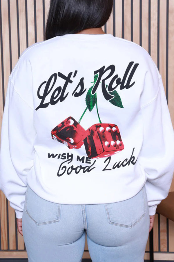 Casual Double Sided Printed Long Sleeve Sweatshirt