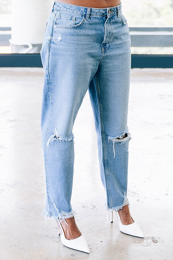 Stylish Washed Ripped Stretch Jeans