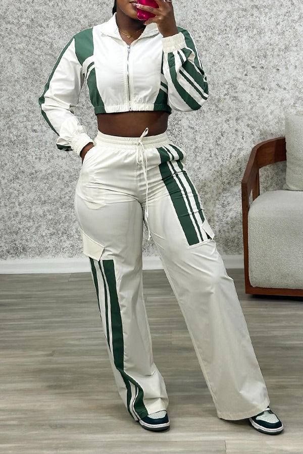 Stylish Stripe Print Sweatsuit & Pants Set