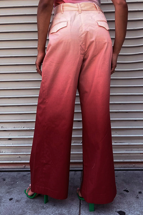 Fashion Statement Gradient Stiff High-Waist Pants