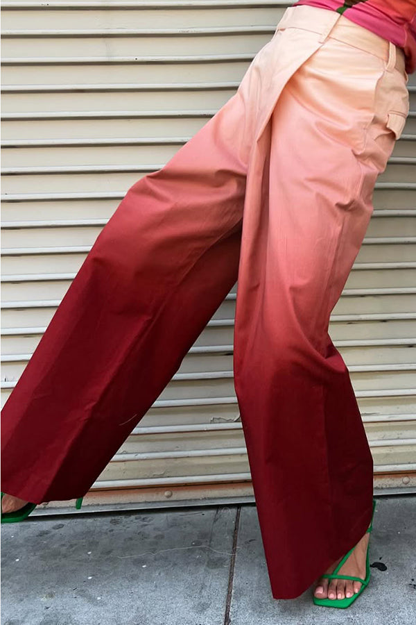 Fashion Statement Gradient Stiff High-Waist Pants