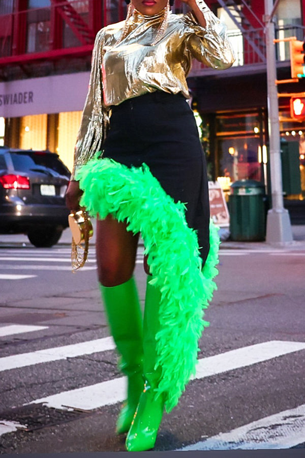 Fashion Feather Trimmed Skirt