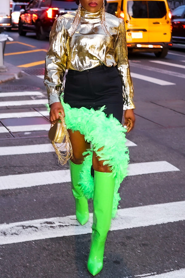 Fashion Feather Trimmed Skirt