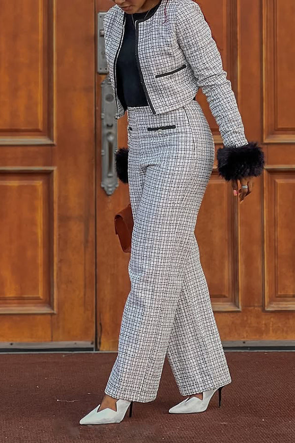 Chanel Style Tweed Jacket & Straight Pants Set