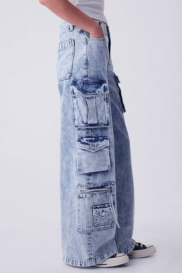 Fashion Loose Pocket Detailed Jeans