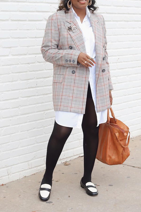 Casual Button Up Plaid Blazer