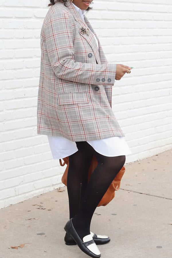 Casual Button Up Plaid Blazer